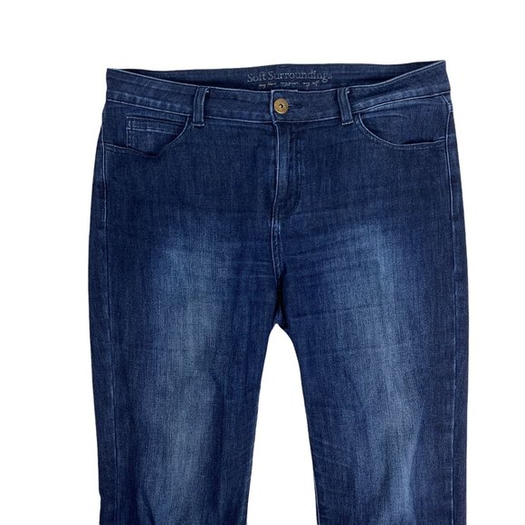 Soft Surroundings 10 Jeans Straight Dark Stretch 36" X 31" - Picture 5 of 5